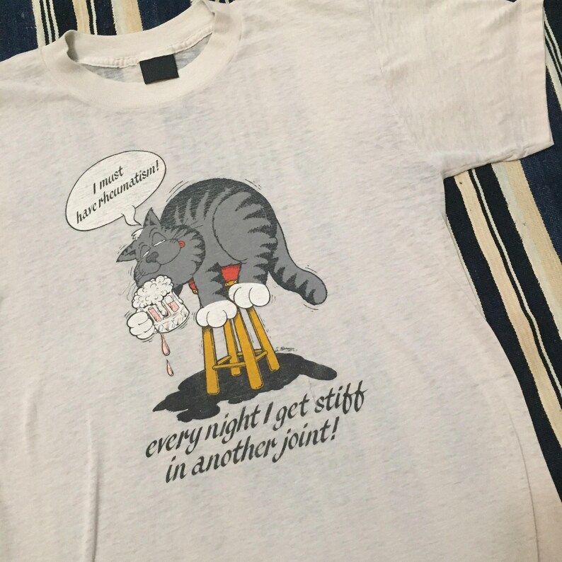 Vintage 1980S Graphic Tee Mens Size S M Paper Thin