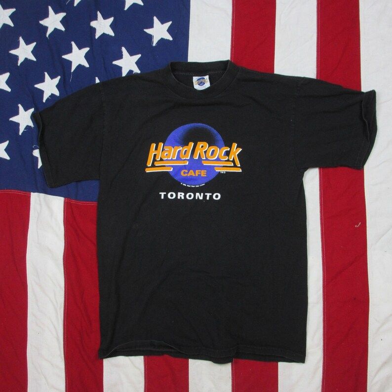 Vintage 1980S Hard Rock Cafe Toronto Canada Graphic T Shirt Medium Large Black Purple Orange 1989 Skydome