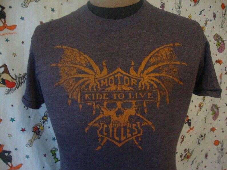 Vintage 1980S Harley Davidson Eagle Ride To Live Bat Wing Skull Rare Thin Soft Usa Biker Tee