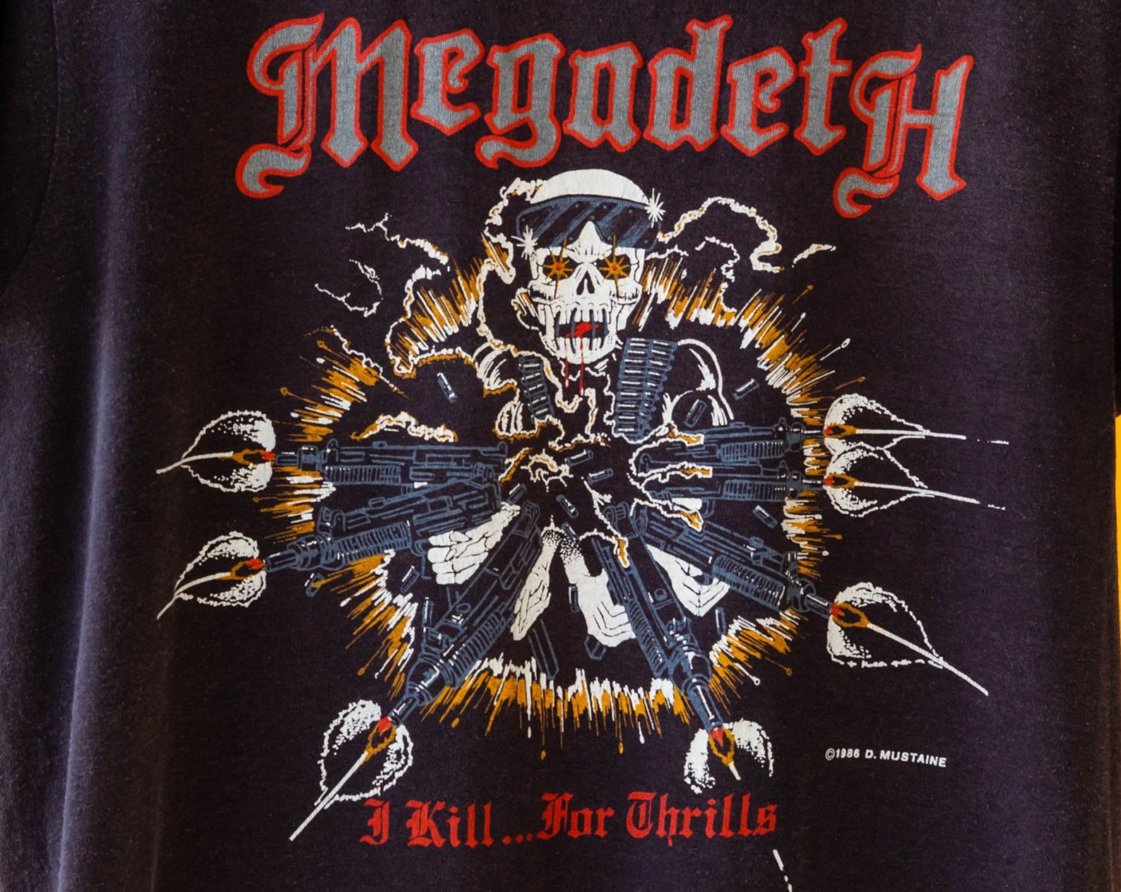Vintage 1980'S Megadeth T Shirt 1986 Dave Mustaine I Kill For Thrills Tour T-Shirt| Live For Metal Die For Megadeth vintage 1980s megadeth t shirt 1986 dave mustaine i kill for thrills tour t shirt live for metal die for megadeth 2nw0j