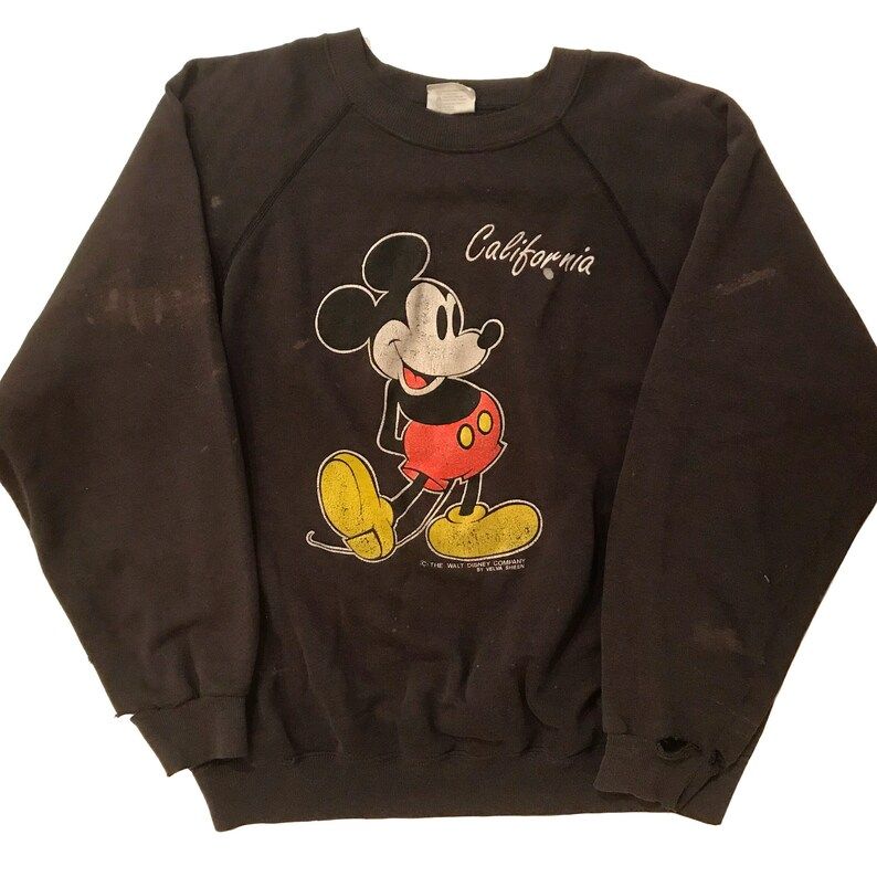 Vintage 1980S Mickey Mouse Sweatshirt Mens Edium Distressed Grunge