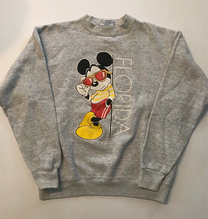 Vintage 1980S Mickey Sweatshirt Mens Size Small Mickey Florida Disney Velva Sheen