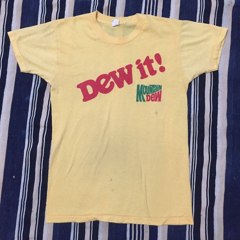 Vintage 1980S Mountain Dew Tee Mens Size Xs S Worn In