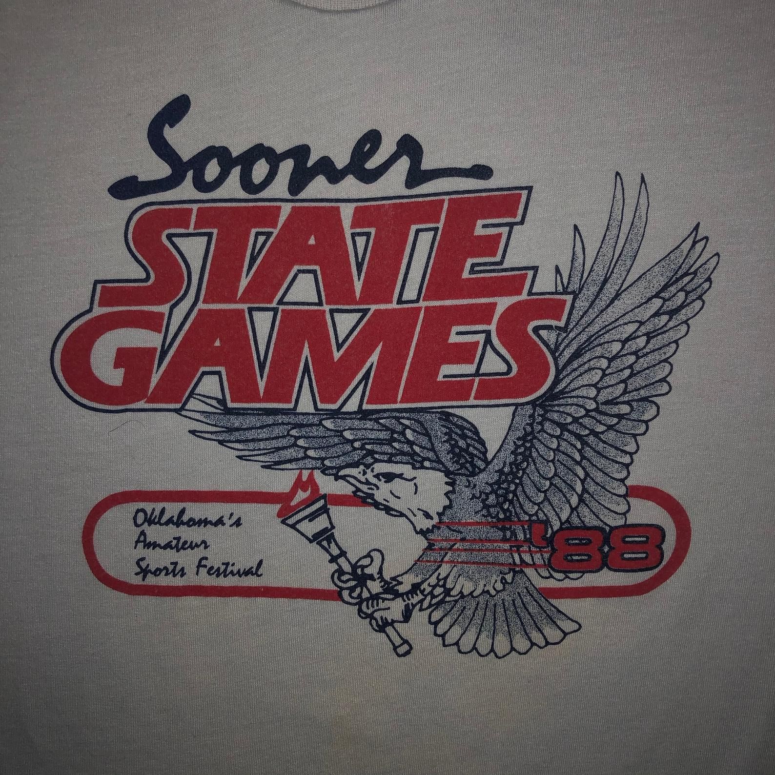 Vintage 1980S Oklahoma Sooner State Games T Shirt 1988 Soft Single Stitch