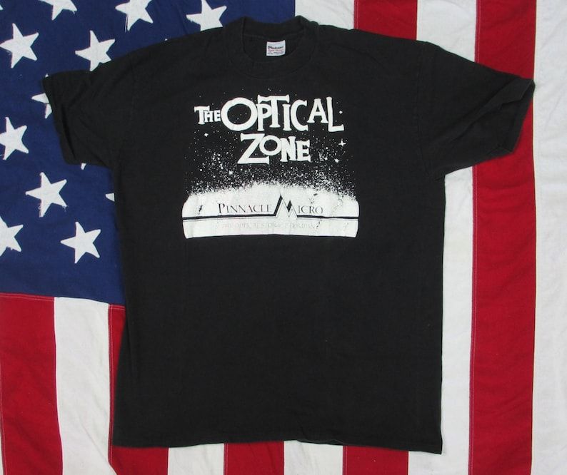 Vintage 1980S The Optical Zone Bubble Print Graphic T Shirt Large Xl Stedman Hi Cru Pinnacle Micro The Twilight Zone Black White Sci Fi