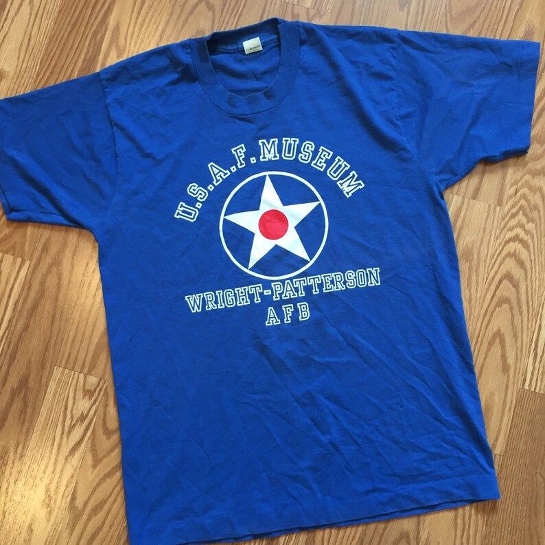 Vintage 1980S Usaf Museum T Shirt Velva Sheen Label L Made In Usa