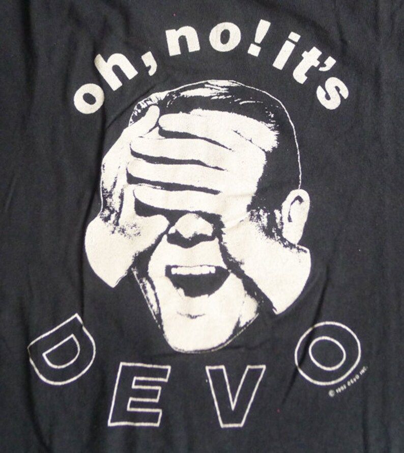 Vintage 1982 Oh No Its Devo Pop New Wave Band Black T Shirt Rare