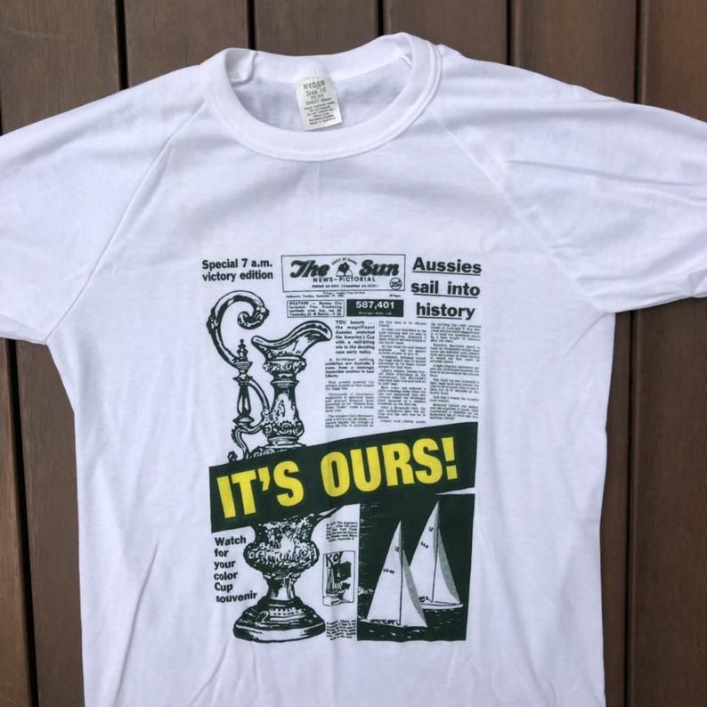 Vintage 1983 America'S Cup Australia Ii Challenge Racing Yacht Victory Retro Shirt