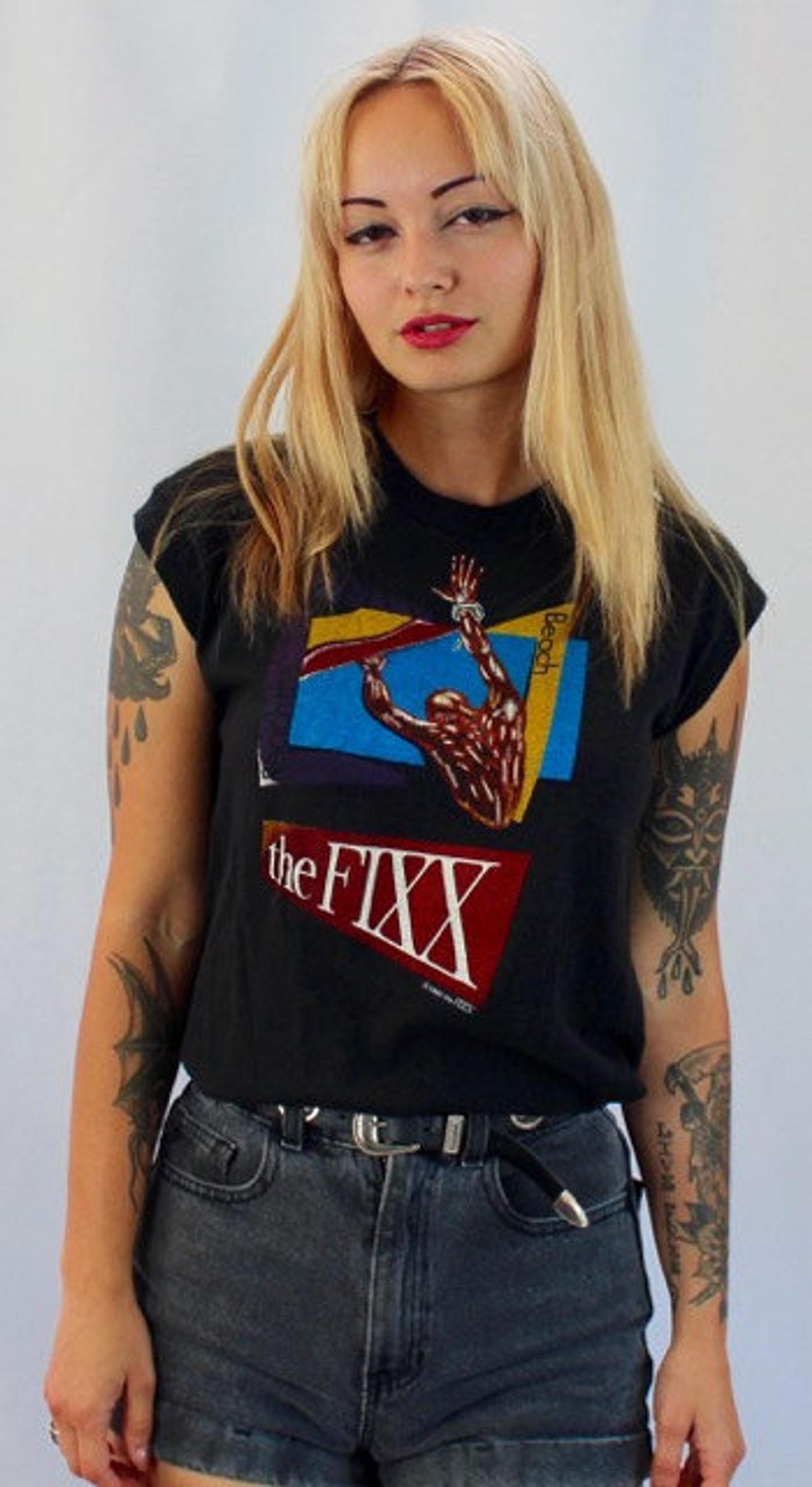 Vintage 1983 The Fixx Concert T Shirt Reach The Beach Tour Muscle Tee Black Unisex