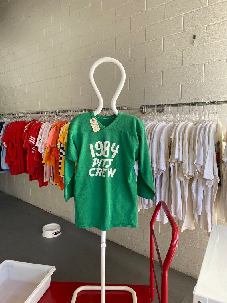 Vintage 1984 80S Heavy Cotton Jersey Pits Crew 3 4 Sleeve T Shirt