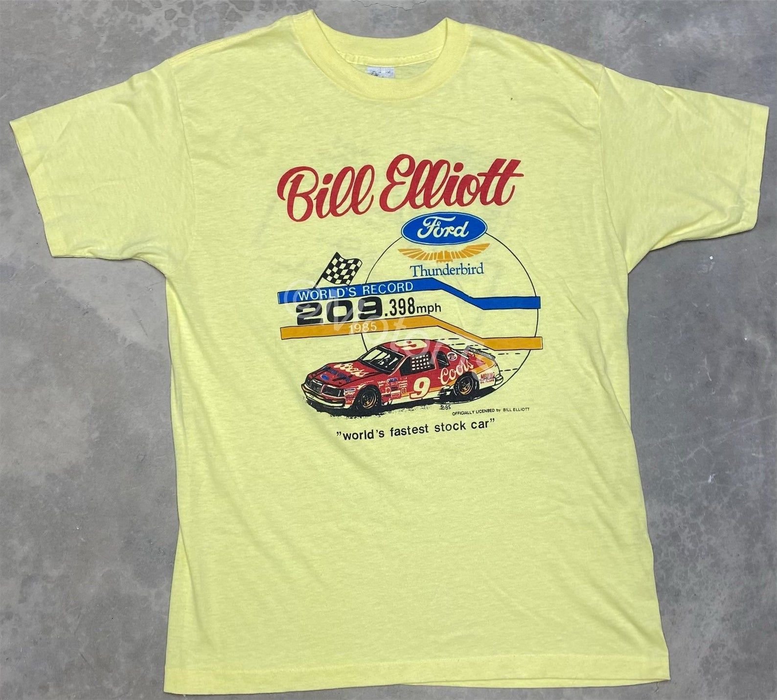 Vintage 1985 Bill Elliott Coors Ford Graphic Nascar Tee -