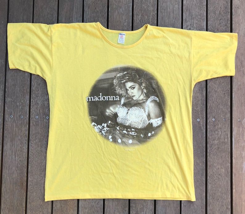 Vintage 1985 Madonna The Virgin Tour Paper Thin Cotton Polyester Womens Size 12 Band T Shirt Retro Madonna Rare Festival Tour Album Summer