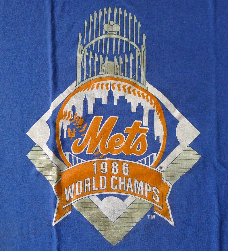 Vintage 1986 80S New York Mets World Champs Baseball T Shirt