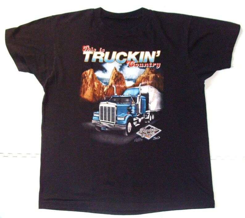 Vintage 1986 Truckers Only This Is Truckin Country Black T Shirt