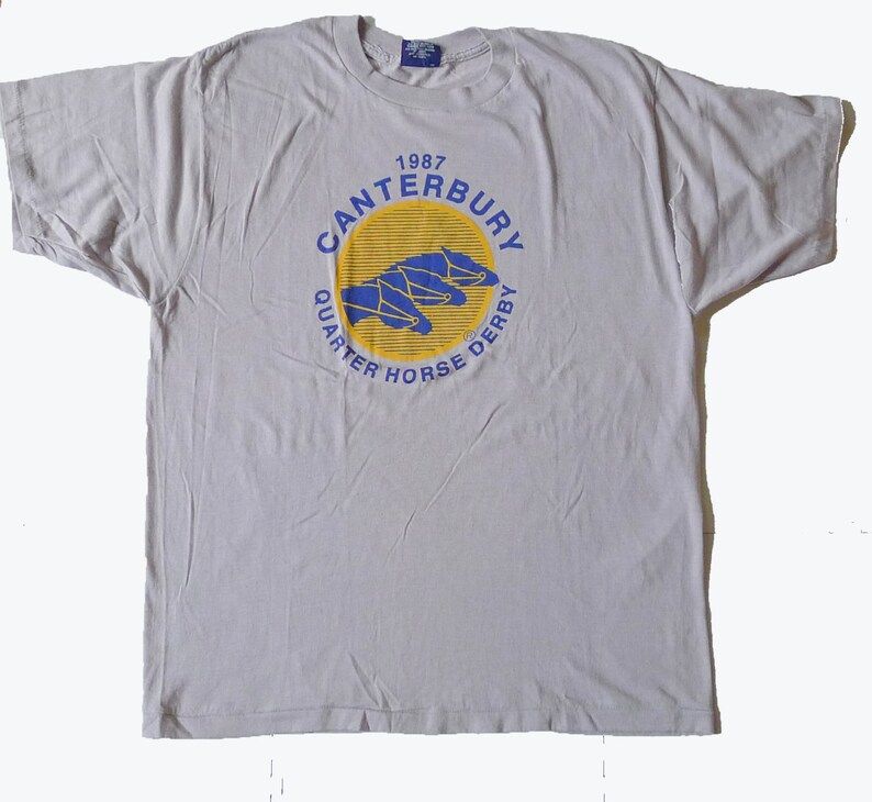 Vintage 1987 Canterbury Quarter Horse Derby Grey T Shirt