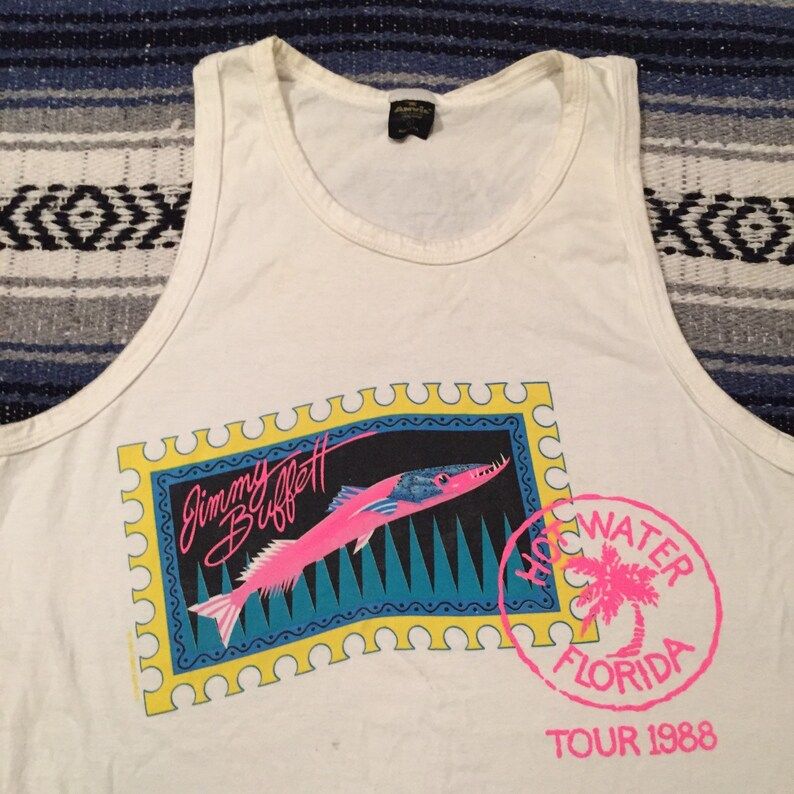 Vintage 1988 Jimmy Buffett Tour Tank Top Edium Made In Usa
