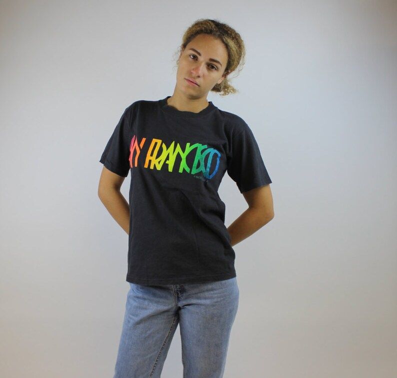 Vintage 1988 San Francisco California T Shirt 80S San Fran Neon Rainbow Tee Hippie Love Shirt Medium