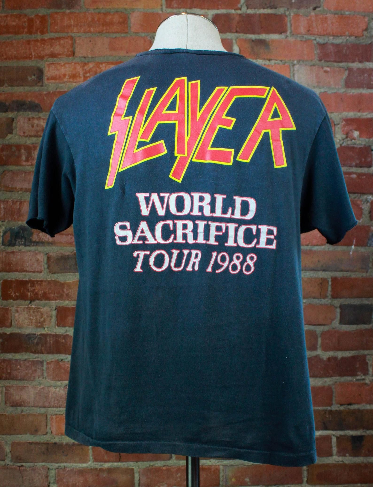 Vintage 1988 Slayer Concert T Shirt World Sacrifice Tour Black Unisex