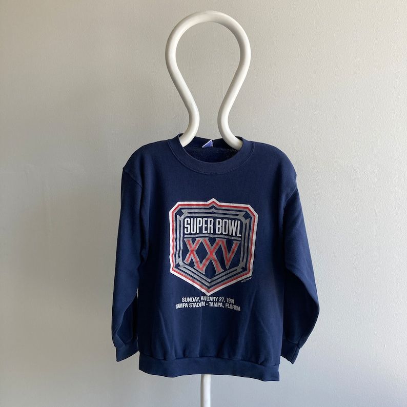 Vintage 1989 1991 Super Bowl Xxv 25 Trench Brand Sweatshirt