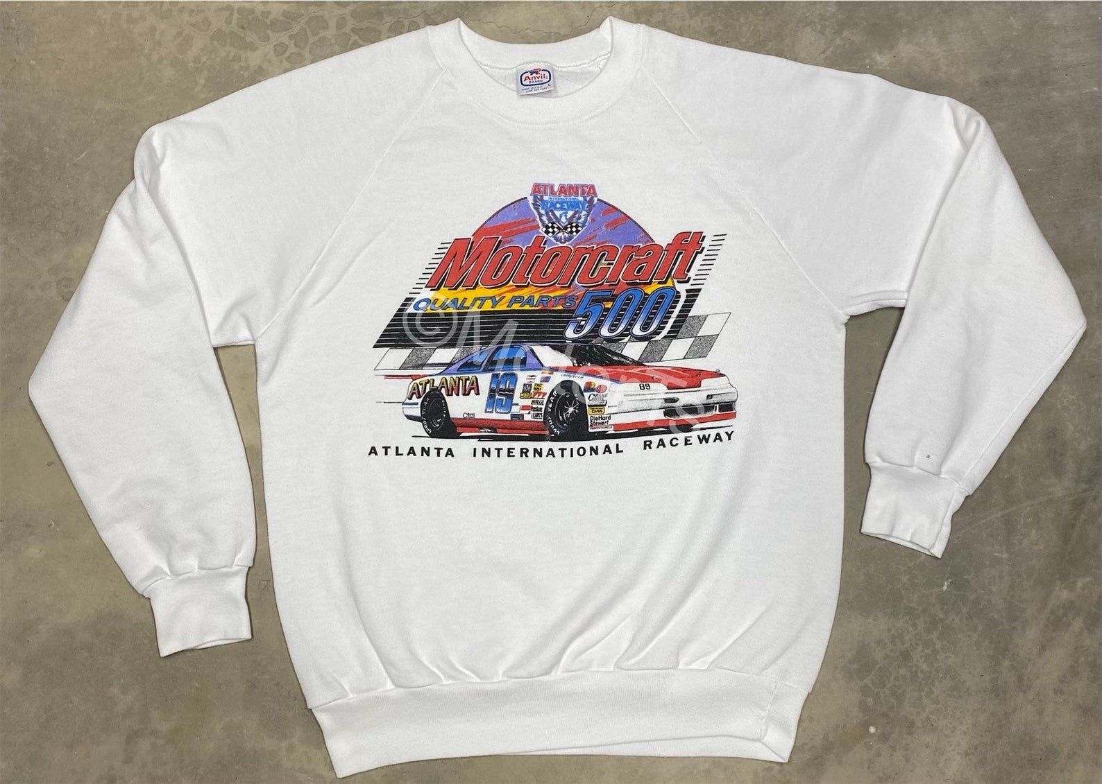 Vintage 1989 Atlanta Motor Speedway Motorcraft 500 Nascar Event Crewneck -