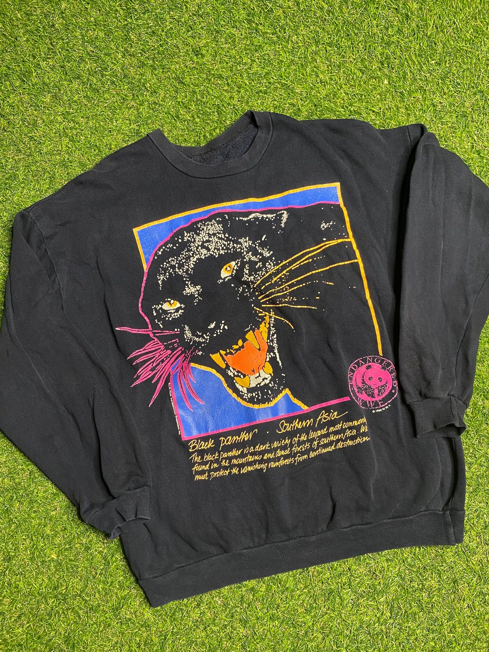 Vintage 1989 Black Panther Southern Asia Wwf Crewneck Sz M L Rare