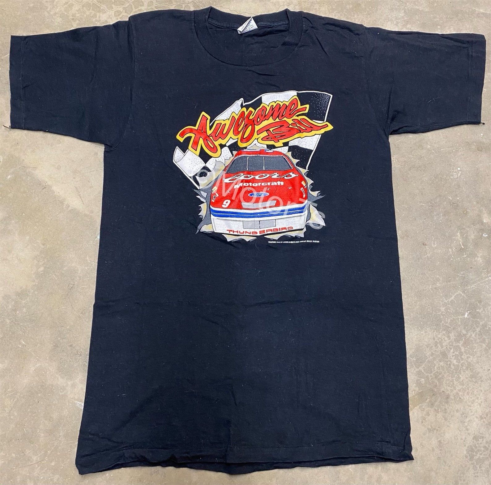 Vintage 1990 Bill Elliott Ford Thunderbird Coors Beer Nascar Tee -