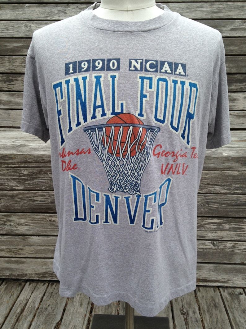 Vintage 1990 Final Four Unlv National Champions T Shirt Largexl Duke Arkansas Georgia Tech Denver Colorado