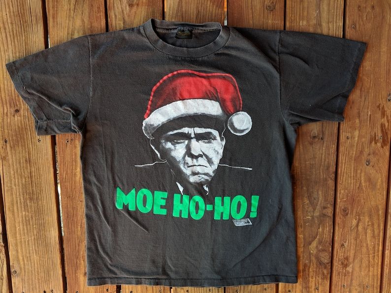 Vintage 1990 Moe Ho Ho Three Stooges Christmas Shirt