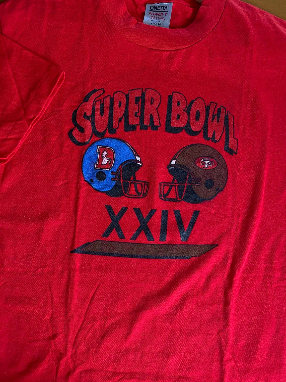 Vintage 1990 NFL Super Bowl Denver Broncos San Fransisco 49ers Shirt
