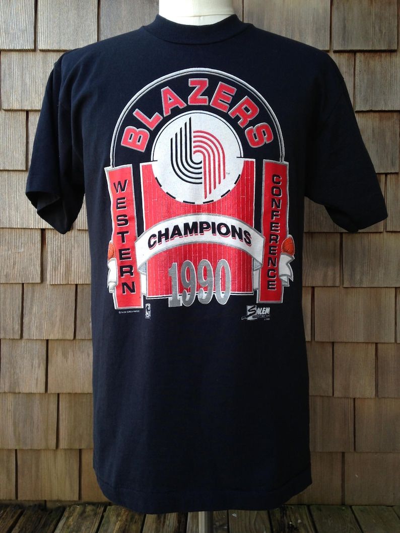 Vintage 1990 Portland Trail Blazers T Shirt Largemedium Trailblazers Western Conference Champions