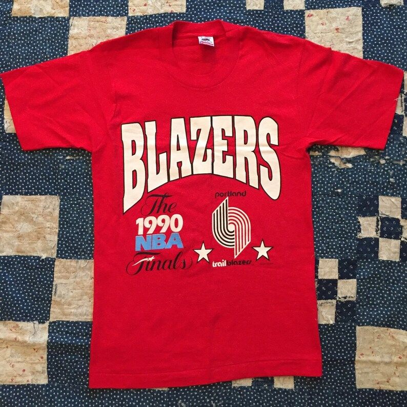 Vintage 1990 Portland Trailblazers Nba Finals Tee Size Small