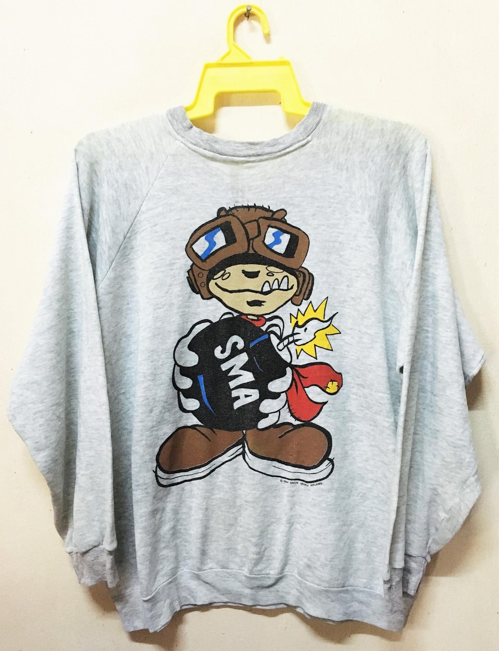 Vintage 1990 Sma Sma Santa Monica Airlines Shirt T Crewneck Skateboard