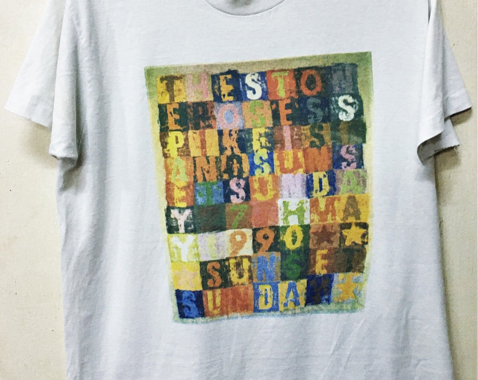Vintage 1990 The Stone Roses Spike Island Indie Rock Britpop Punk Tour Concert Promo T-Shirt Oasis Blur Pulp