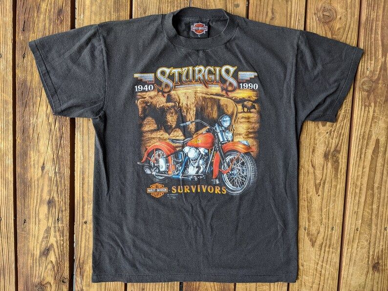 Vintage 1990 Thin 3D Emblem Harley Davidson Survivors Single Stitch Tee