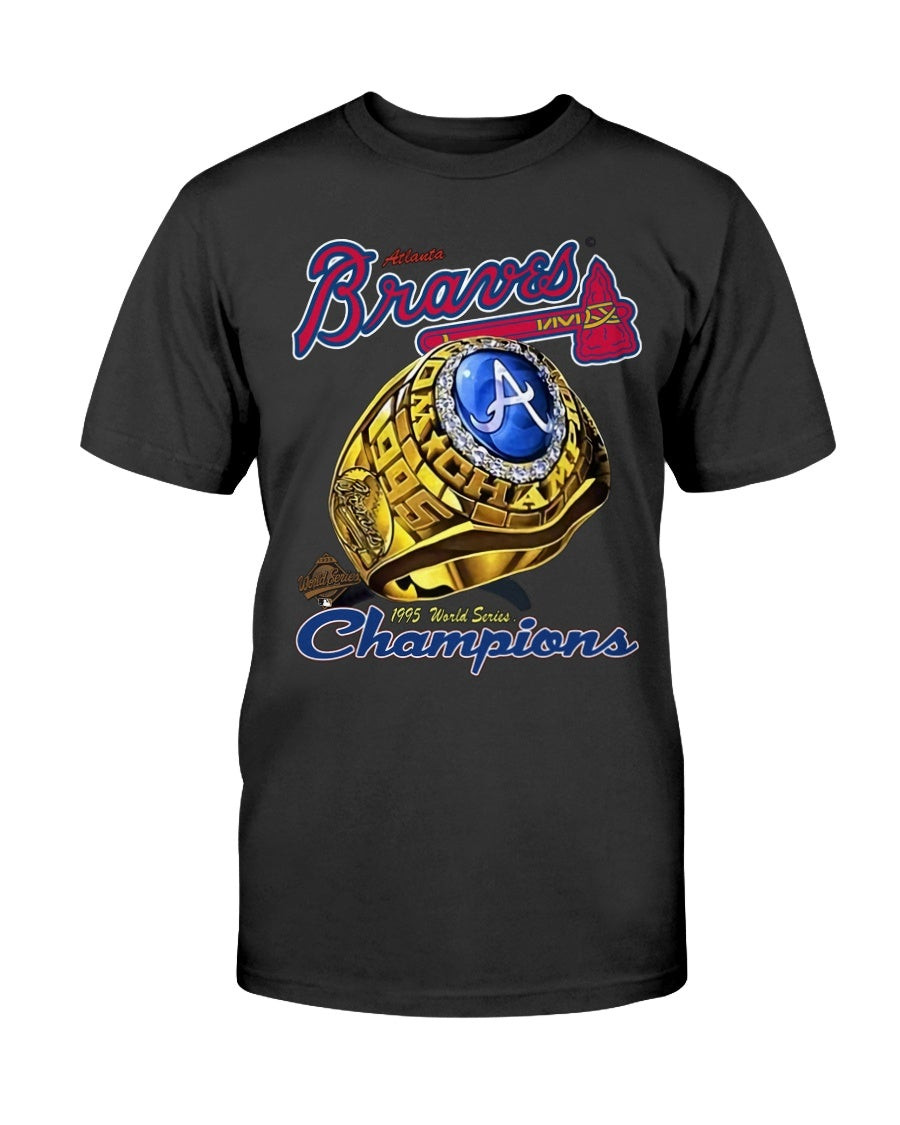 Vintage 1990S 1995 Atlanta Braves World Series Champions Mlb Ring Graphic T Shirt 062521