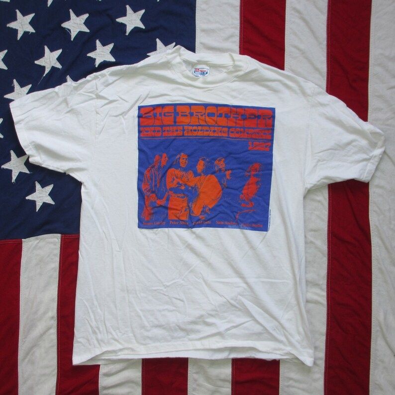 Vintage 1990S Big Brother And The Holding Company Janis Joplin Graphic T Shirt Xl White Psychadelic Rock Soul Concert Tour Summmer Of Love