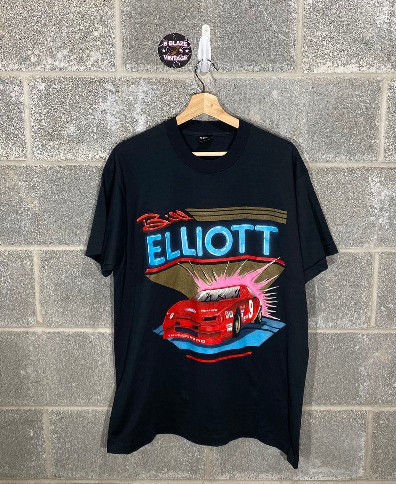Vintage 1990S Bill Elliott Nascar Racing Graphic Prinshirt
