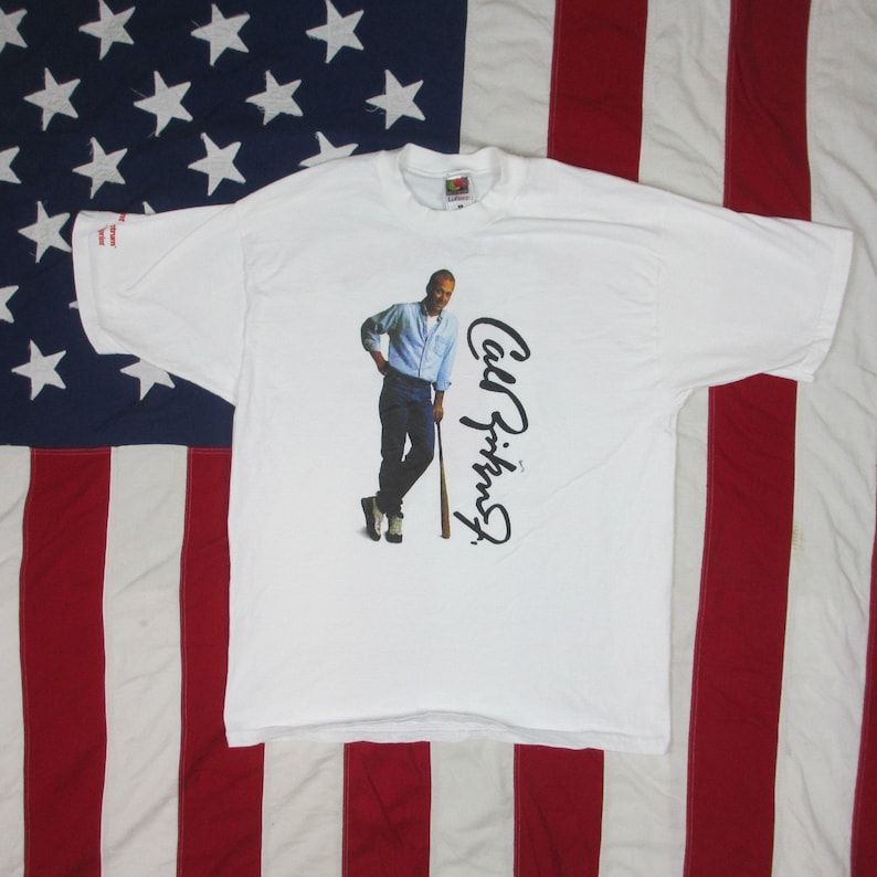 Vintage 1990S Cal Ripken Jr Sprint Graphic T Shirt Large Fruit Of The Loom Baltimore Orioles Air Max 98S Mlb Baseball Cell Phones