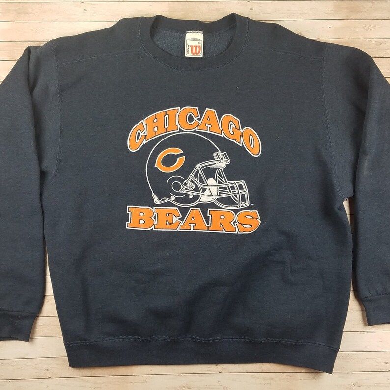 Vintage 1990S Chicago Bears Helmet Nfl Football Wilson Navy Blue Crewneck Sweatshirt Size 3Xl2Xlxxl In Good Condition