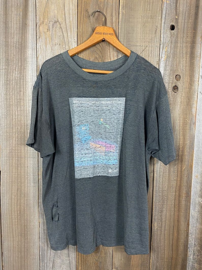 Vintage 1990S Computer Software Program Faded Black Thrashed Tee Shirt Xl