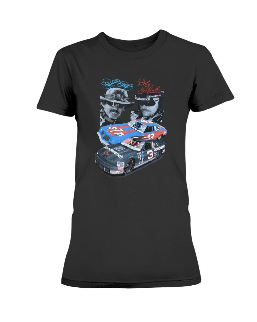 Vintage 1990S Dale Earnhardt And Richard Petty 7 Time Champions Graphic Nascar Racing Ladies T Shirt 062421
