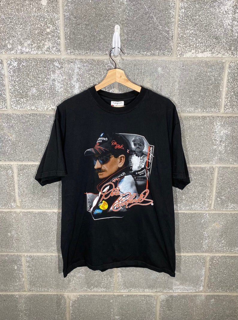 Vintage 1990S Dale Earnhardt Black Nascar Graphic Shirt