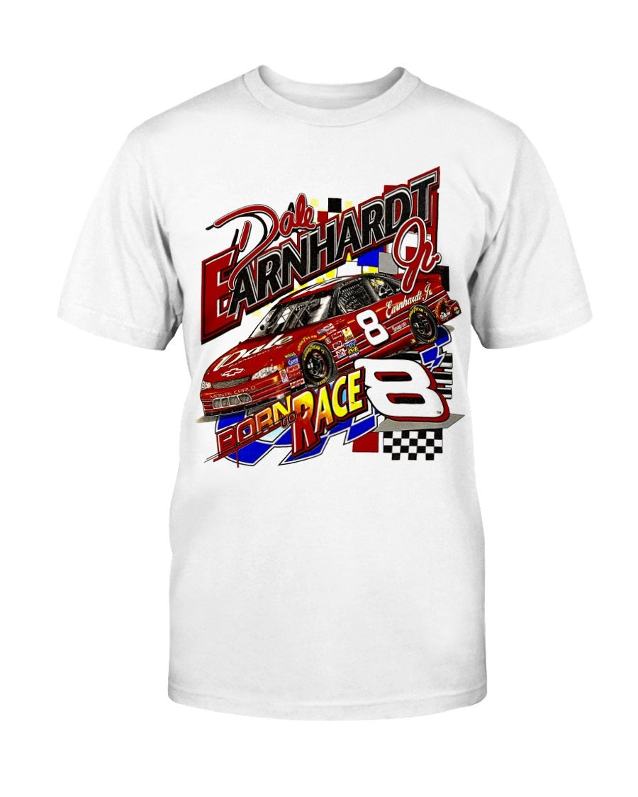 Vintage 1990S Dale Earnhardt Jr Born To Race White Nascar Racing Graphic T Shirt 211127