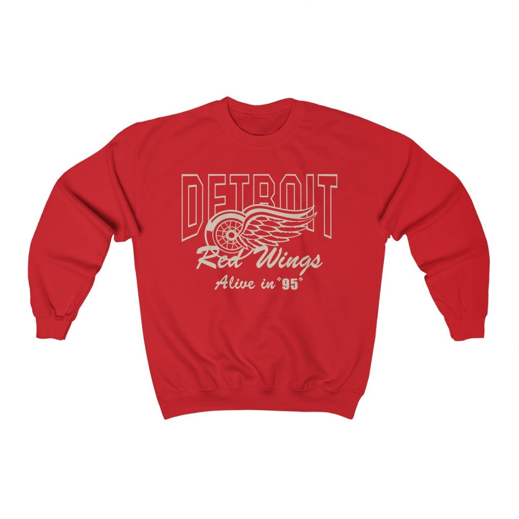 Vintage 1990S Detroit Red Wings Alive In 95 Nhl Hockey Sweatshirt 211204
