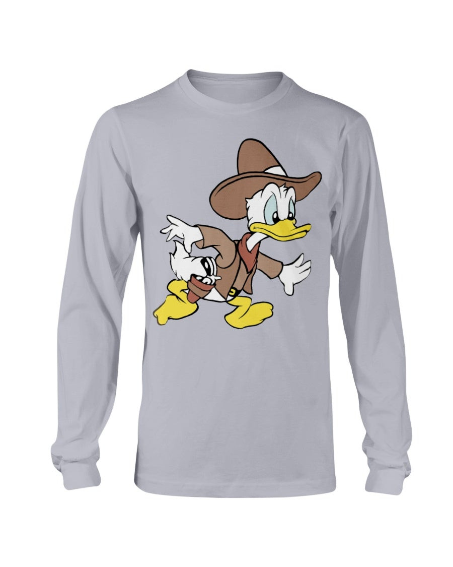 Vintage 1990S Disney Cowboy Donald Duck Long Sleeve T Shirt 211109