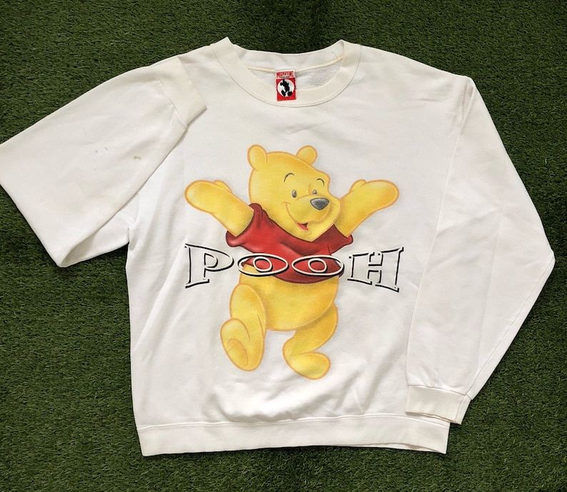 Vintage 1990S Disney Winnie The Pooh Unisex Medium Cartoon Graphic Sweatshirt Retro Cute Disney Disneyland Streetwear Festival Fashion Top