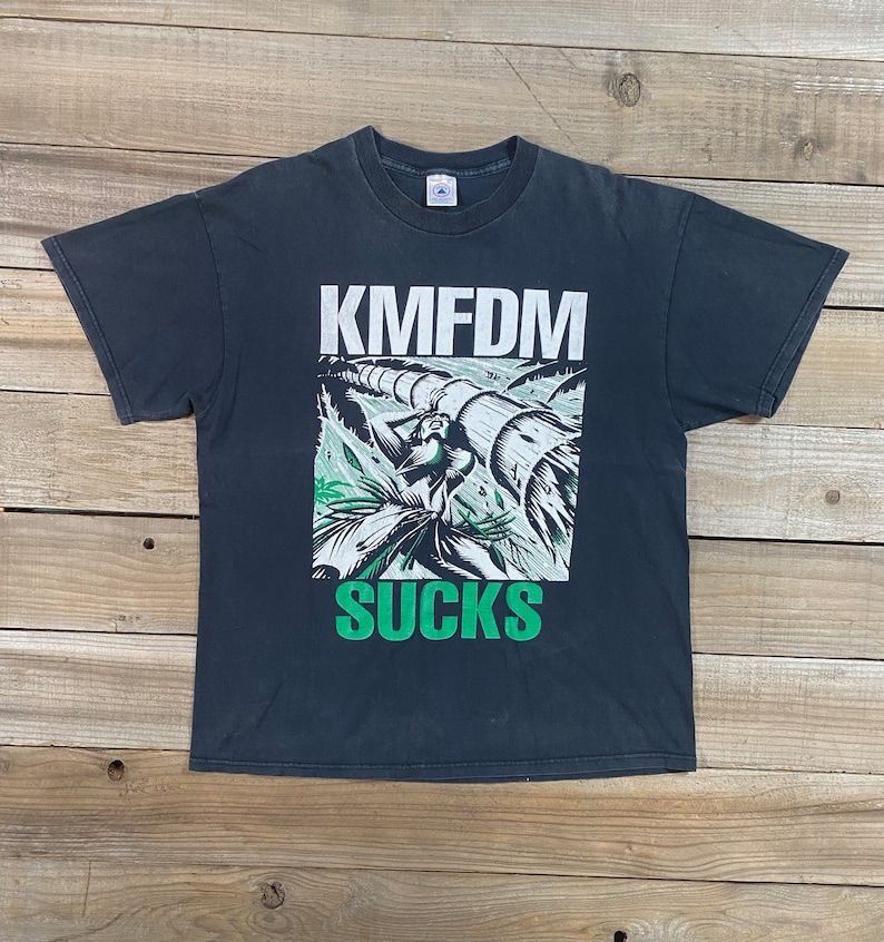Vintage 1990S Kmfdm Sucks Single Promo Tee Shirt vintage 1990s kmfdm sucks single promo tee shirt vi6cu