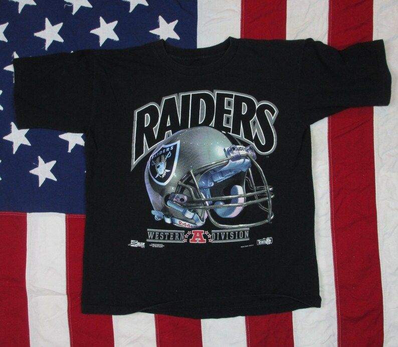 Vintage 1990S Los Angeles Raiders Graphic T Shirt Salem Medium Large California Oakland Nfl Football Afc