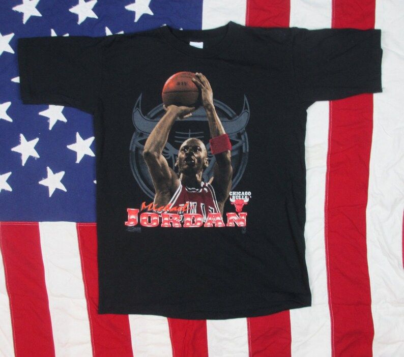 Vintage 1990S Michael Jordan Chicago Bulls T Shirt Large Salem Made In Usa Nba Champion Basketball Illinois Unc