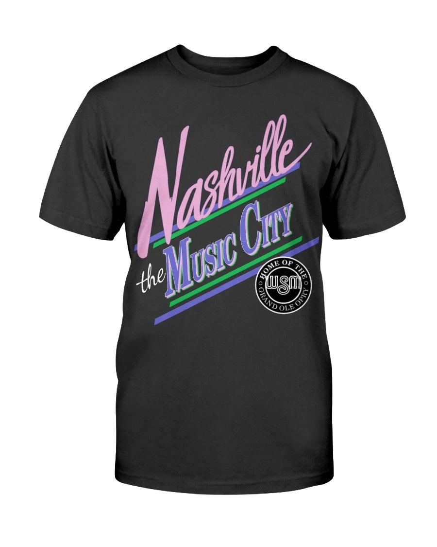 Vintage 1990S Neon Nashville Music City T Shirt 082721